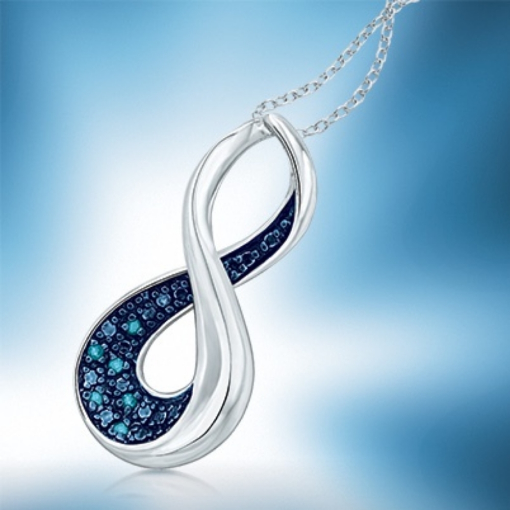 ZALES Sterling Silver Rhodium Blue Diamond Accent Infinity Loop Pendant Necklace